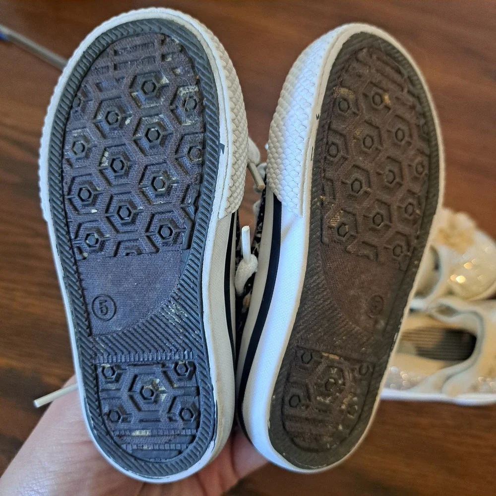 Wonder Nation Gold Glitter Mary Janes and Kidgets Floral High Top Sneakers Sz 5